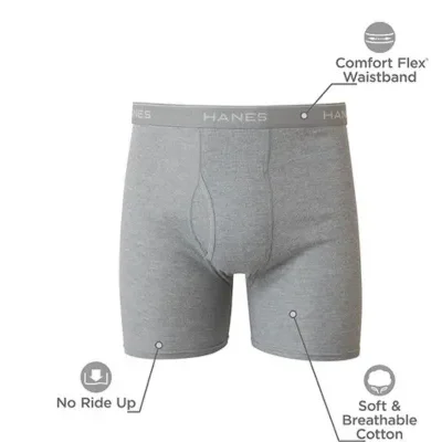 Hanes mens Underwear Boxer Briefs Pack, Cool & Breathable Cotton Moisture-wicking Underwear for Men, No Ride Up