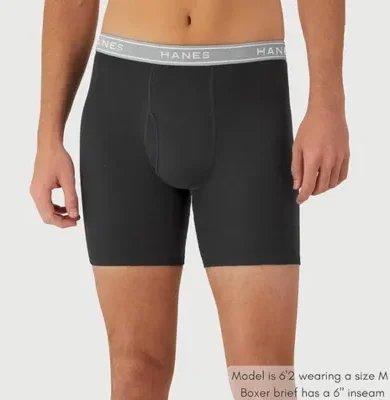 Hanes mens Underwear Boxer Briefs Pack, Cool & Breathable Cotton Moisture-wicking Underwear for Men, No Ride Up