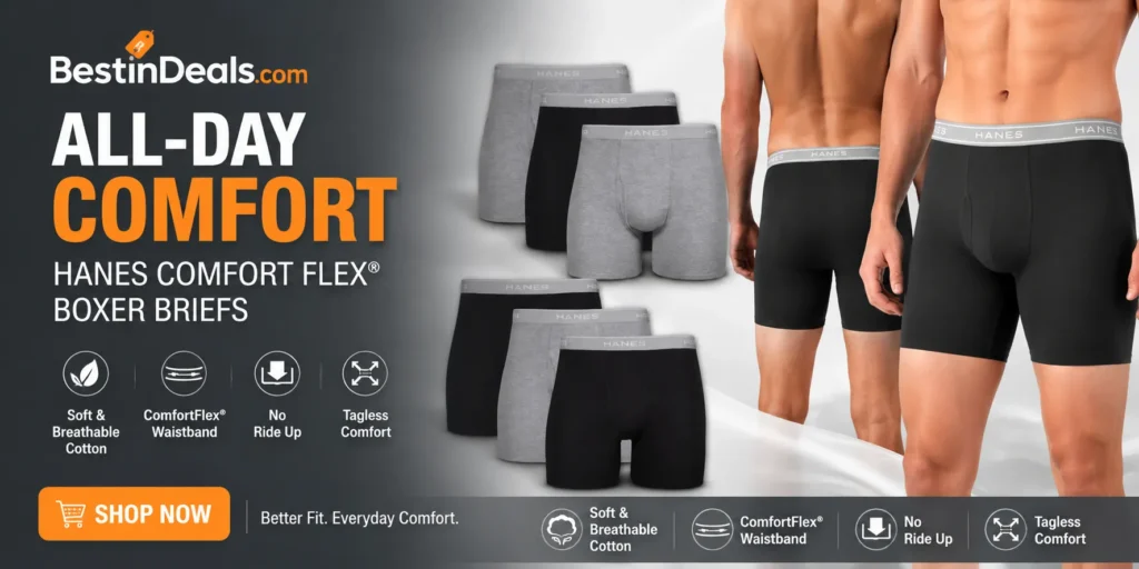 Hanes mens Underwear Boxer Briefs Pack, Cool & Breathable Cotton Moisture-wicking Underwear for Men, No Ride Up